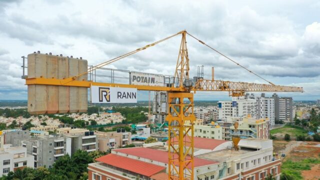 Rann Infra Equipment Tower Crane rented by SV Prime for residential development in Whitefield, Bengaluru