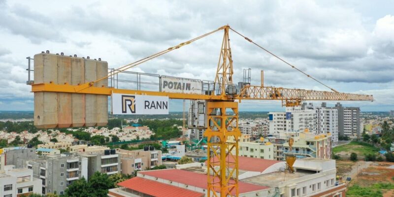 Rann Infra Equipment Tower Crane rented by SV Prime for residential development in Whitefield, Bengaluru