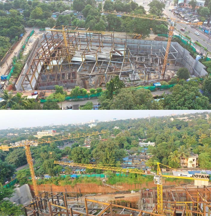 Tower Crane Installation on steel structure for Delta Square, Bhubaneshwar